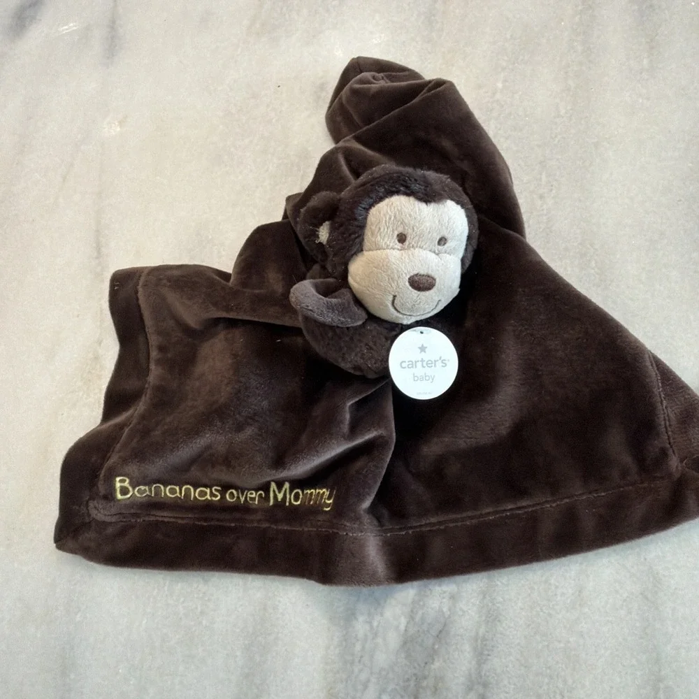 CARTERS Brown Bananas Over Mommy MONKEY Baby Lovey Security Blanket Rattle 2012